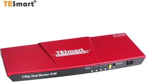 TESmart Dual monitor KVM DP + HDMI switch, 4K Ultra HD with 3840 x 2160 at 60 Hz 4: 4: 4; supports USB 2.0 device operation up to max. 2 monitors and 2 computers / servers / DVR with 2 5ft HDMI KVM