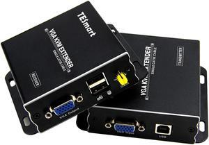 TESmart 1080P 60Hz Long Range 984ft USB VGA KVM Extender Over Cat5e Cat6 Ethernet Cable (up to 984ft/300m, Sender+Receiver)