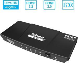 4K HDMI Splitter 1 in 4 Out, TESmart HDMI Splitter 1x4 Support 4K@60hz, HDR10, HDCP 2.2, CEC, Compatible with Fire Stick, Apple TV, Xbox, PS4, PS3, Roku Blu-Ray Player