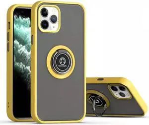 IC-E Frosted Translucent Case with Magnetic Ring Kickstand for iPhone 13 PRO YELLOW