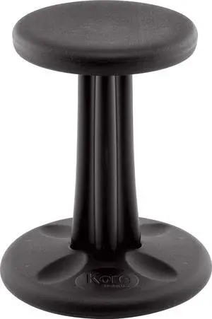 Kore Wobble Chair - Age 8-9, Grade 3-4, Black (16in) - Flexible Seating Stool for Classroom, Elementary School, ADD/ADHD - Made in USA