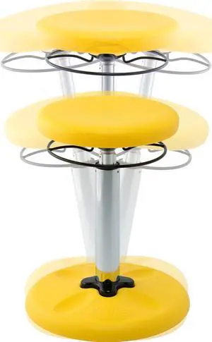 Kore Adjustable Height Wobble Chair, Active Sitting for Children, Kids, Teens: Better Than a Balance Ball, Flexible Classroom Seating, Adjusts from 16.5 to 24", Yellow