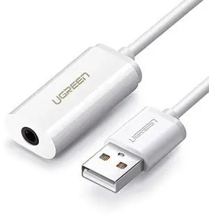USB Sound Card External Converter USB Audio Adapter with 3.5mm Aux Stereo for Headset,PC,Laptops,Desktops,PS4,Windows,Mac,and Linux White