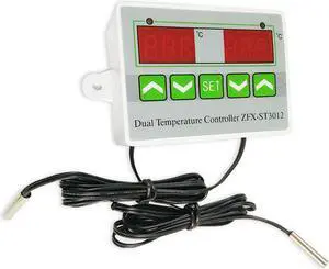 1PCS Digital LED Dual Thermometer Temperature Controller Thermostat Incubator Control Microcomputer Dual Probe AC 24V
