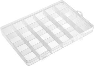 Component Storage Box - PP Fixed 24 Grids Electronic Component Containers Tool Boxes Clear White 193x135x21mm