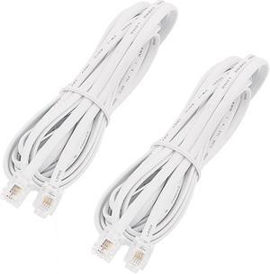 10Ft Length 6P4C RJ11 Telephone Extension Fax Modem Cable Line 2Pcs