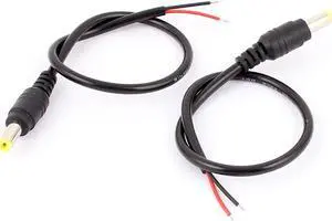 2Pcs 2.1 x 5.5 mm Male Socket Plug DC Power Cable Connector 27cm for CCTV Camera