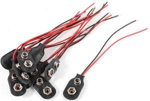 Unique Bargains Black Red Dual Cable Connecting 9V Battery Clips Connector Buckle 10 Pcs