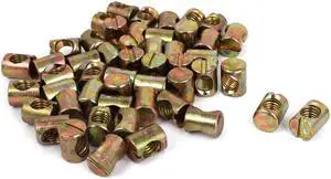 Unique Bargains 50pcs M8x12mmx15mm Bed Crib Chair Barrel Bolts Cross Dowel Slotted Furniture Nut