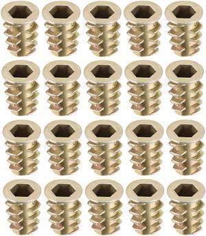 Threaded Insert Nuts Zinc Alloy Hex Socket M6 Internal Threads 14mm Length 20pcs