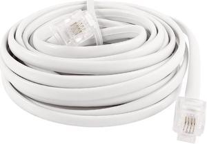 Unique Bargains White RJ11 6P4C Modular Telephone Extenstion Lead Cable 10ft
