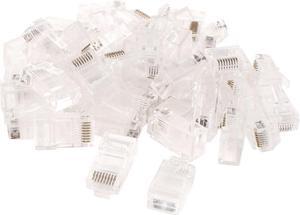 Unique Bargains 50 Pcs RJ45 8P8C 8 Pins Network Cable CAT5 CAT6 End Connector Plug Jack Clear