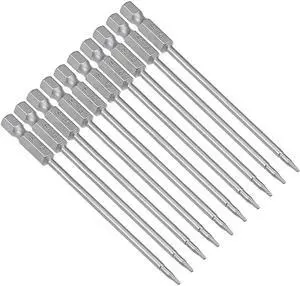 10 Pcs 1/4" Hex Shank T6 Magnetic Security Torx Screwdriver Bits 100mm Length
