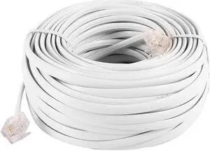 Unique Bargains 15M 49ft RJ11 6P4C Telephone Extension Cable Connector Off White