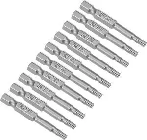 10pcs 50mm 1/4" Hex Shank T20 Magnetic Star Security Head Screwdriver Bits S2