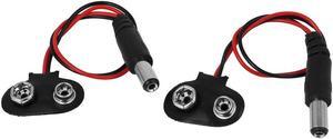 5.5mmx2.1mm DC Male Plug 9V Battery Buckle Clip Connector Holder Cable Lead 2pcs