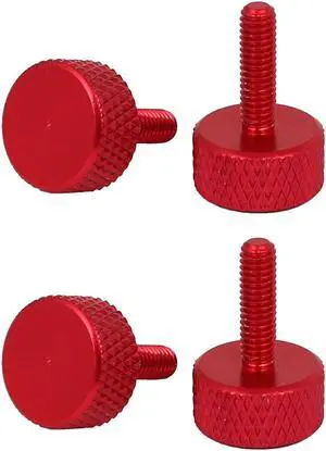 Computer Graphics Card Flat Head Knurled Thumb Screws Wine Red M3.5x12mm 4pcs
