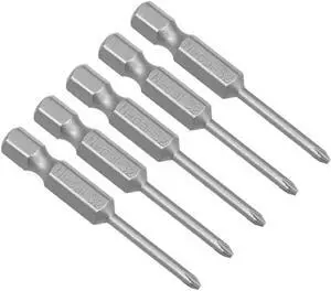 5Pcs 1/4-Inch Hex Shank 50mm Length Phillips 2.5PH1 Magnetic Screw Driver S2 Screwdriver Bits