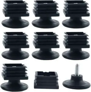 Adjustable Leveling Feet 38 x 38mm Square Tube Inserts Furniture Glide 8 Sets