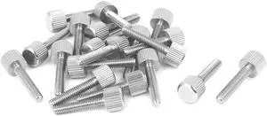 Computer PC Case Stainless Steel Flat Head Knurled Thumb Screw M4 x 20mm 20pcs
