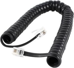 Unique Bargains 2M RJ9 4P4C Plug Coiled Stretchy Telephone Handsets Cable Wire Line Black