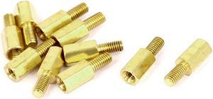 M3x8mm+6mm Male to Female Thread 0.5mm Pitch Brass Hex Standoff Spacer 10Pcs