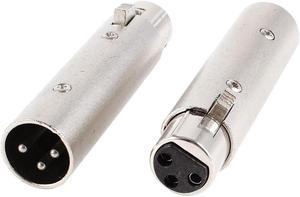 Replacement Silver Tone XLR 3 Pins Female to Male Adapter Coupler 2 Pcs