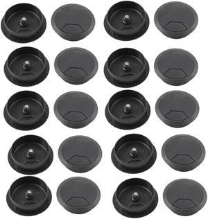 20pcs Office PC Computer Desk 50mm Diameter Grommet Cable Hole Cover Black