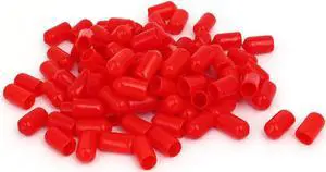 8mm Inner Dia Rubber Insulated End Cap Screw Thread Protector Cover Red 100pcs