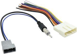 2 In 1 DC 12V Car DVD Radio Wire Harness with Antenna Adapter Cable for Nissan