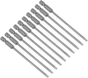 10pcs 100mm 1/4" Hex Shank SL3 Magnetic Slotted Head Screwdriver Bits S2