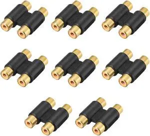 RCA 2 Female to 2 Female Connector Stereo Audio Video Cable Adapter Coupler Gold-plated 8Pcs