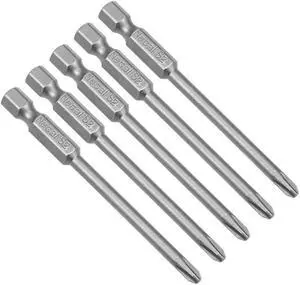 5Pcs 1/4-Inch Hex Shank 75mm Length Phillips 4PH2 Magnetic Screw Driver S2 Screwdriver Bits