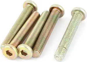 M8 x 50mm Full Thread Hex Socket Head Cap Screws Bolts Bronze Tone 5 Pcs