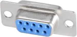 D-sub Connector DB9 Female Socket 9-pin 2-row Port Terminal Breakout for Mechanical Equipment CNC Computers Blue Pack of 10