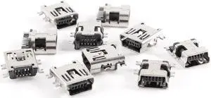 Unique Bargains 10pcs Shielded Female Mini USB B Socket 5P 180 Degree SMD SMT Jack Connector