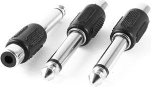 Unique Bargains 3 Pieces 6.35mm 1/4  Mono Audio Male Plug to RCA Female Jack Socket M/F Adapter
