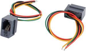 2Pcs Female Telephone Connector Adapter 616E 4P4C RJ9 w 15cm 4 Colorful Cables