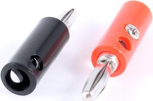 Unique Bargains 2pcs Audio Speaker Wire Cord Banana Plug Screw Connector Adapter Red Black 3.5mm