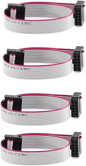 2.54mm Pitch 10 Pins 10 Wires F/F IDC Connector Flat Ribbon Cable 20cm Long 4pcs