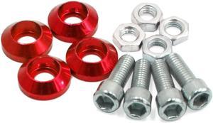 Universal Red Metal Motorcycle Windscreen License Plate M6 Bolts Screw 4Pcs