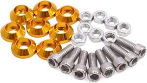 Universal Gold Tone Motorcycle Windscreen License Plate M6 Bolts Screw 8Pcs