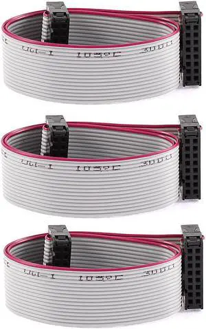 2.54mm Pitch 16 Pins 16 Wires F/F IDC Connector Flat Ribbon Cable 30cm 3pcs