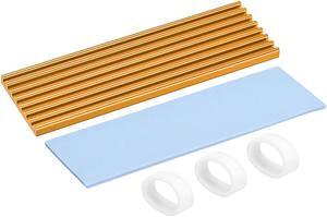 M.2 Aluminum Heatsink Kit 70x22x3mm Golden Tone with Silicone Thermal Pads for 2280 SSD