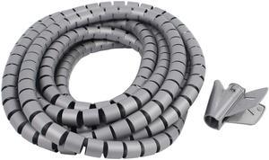 20mm Flexible Cable Organizer Spiral Tube Cable Wire Wrap Computer Manage Cord Gray 5M with Clip