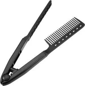 Hair Straightening Comb, Heat Resistance Home Straightener Hair Styling Comb, ABS, Black