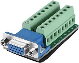 D-sub DB15 Breakout Board Connector 15 Pin 3-row Female Port Solderless Terminal Block Adapter with Positioning Nuts