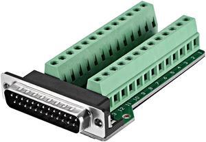 D-sub DB25 Breakout Board Connector 25 Pin 2-row Male Port Solderless Terminal Block Adapter with Thumb Screws