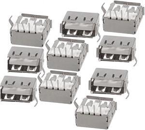 Unique Bargains 10 Pcs USB A Female Plug Jack Bent Pin Board Connector