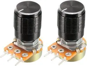 2Pcs 10K Ohm Variable Resistors Single Turn Rotary Carbon Film Taper Potentiometer with Knobs
